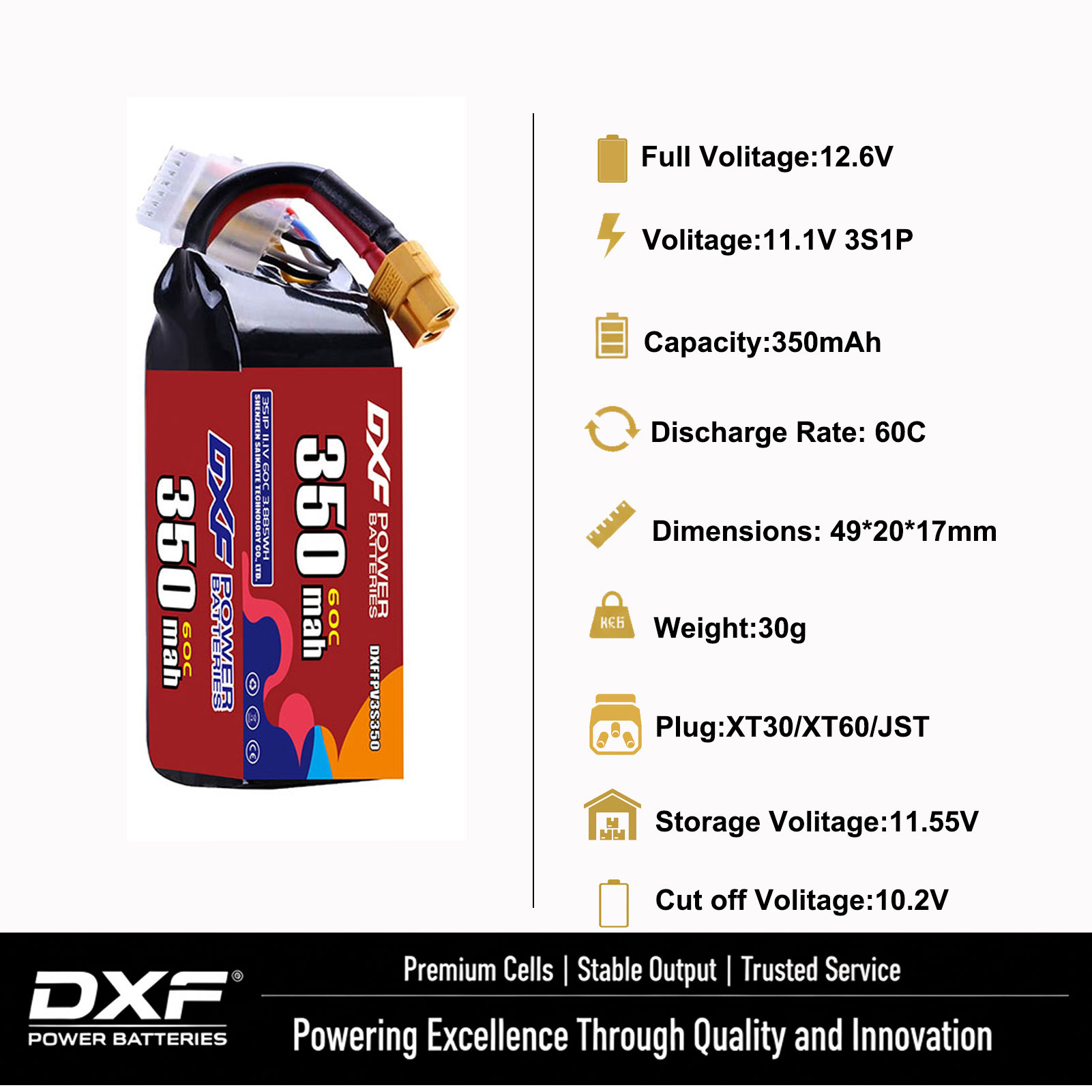 DXF Lipo 3S Battery 11.4V 1700 - Drone Battery 3S recension och pris